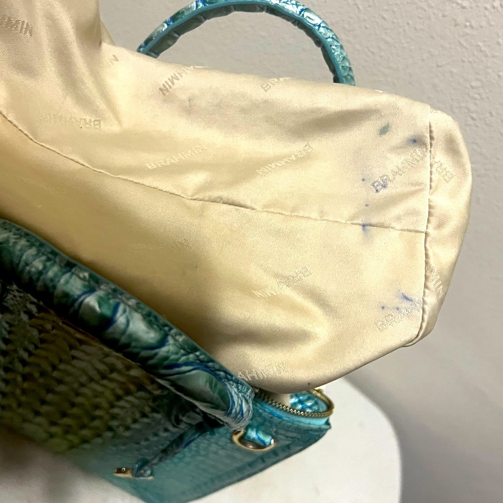 BRAHMIN CAROLINE LEATHER SATCHEL SEA FOAM Ombre Melbourne - Picture 7 of 10